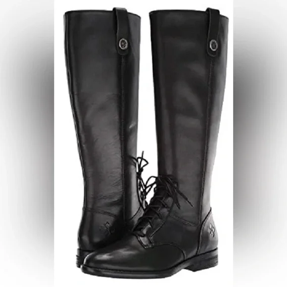 New Patricia Nash Black Leather Cavallo Lace-up Knee High Riding Boot, 7.5 - Picture 3 of 11
